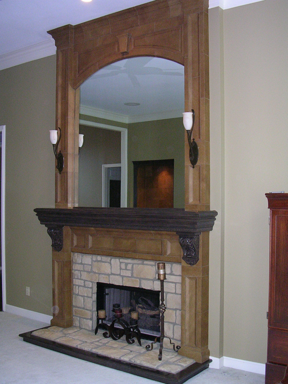 Stone Fireplace Worn Leather_1