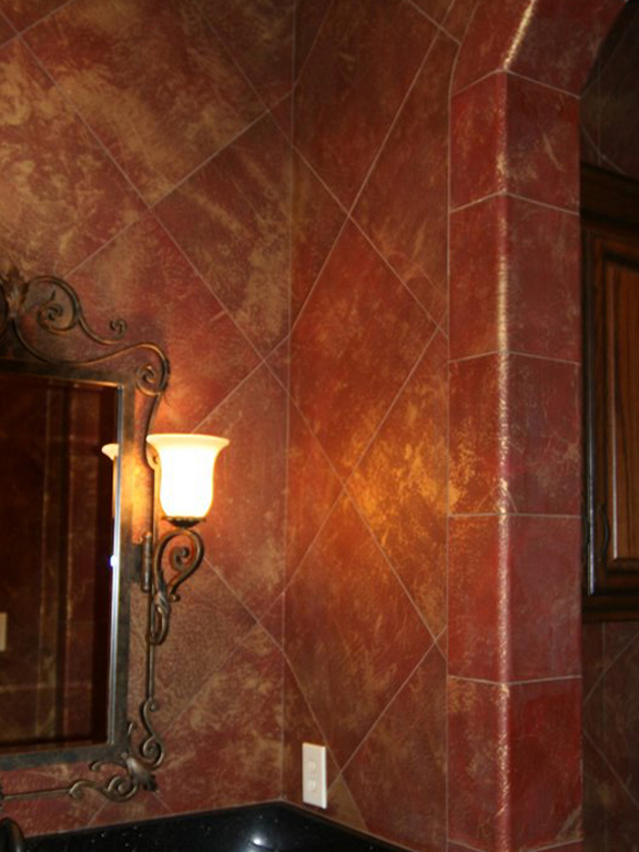 Powder Room Leather Walls, Leather Wall Covering